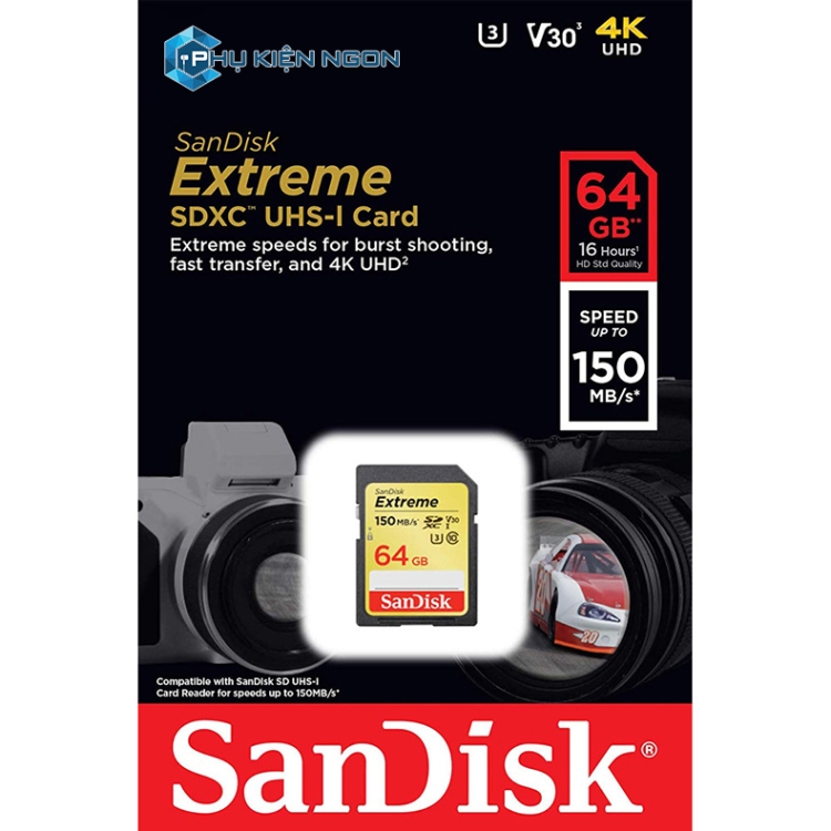 Thẻ nhớ SDXC SanDisk Extreme U3 V30 1000x 64GB 150MB/s